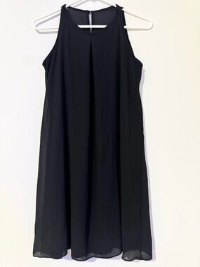 By & By Black Lined Sleeveless A-Line Dress w/ Keyhole Detail On Back